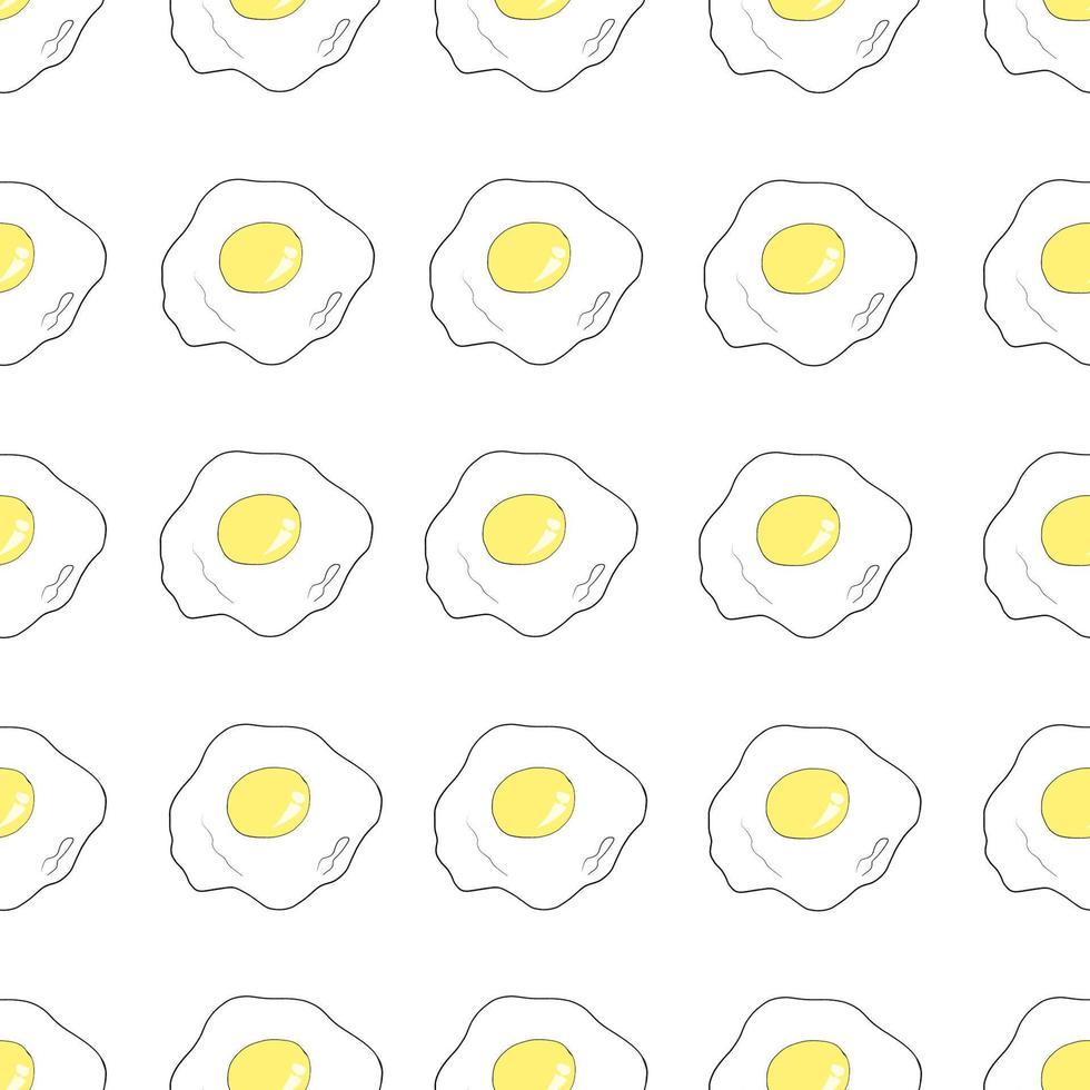 Fried egg seamless pattern. Scrambled eggs illustration. Breakfast background vector illustration