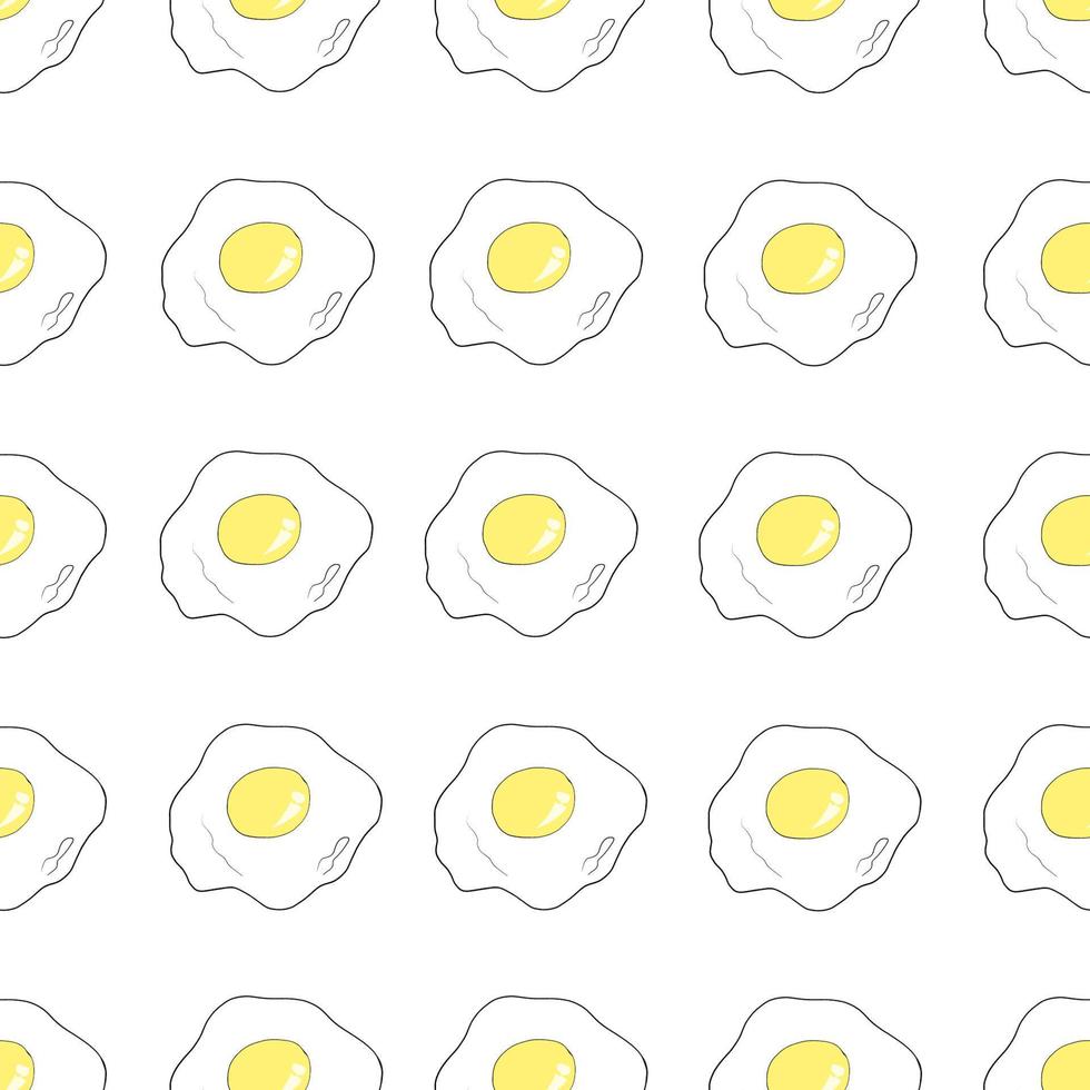 Fried egg seamless pattern. Scrambled eggs illustration. Breakfast background vector illustration