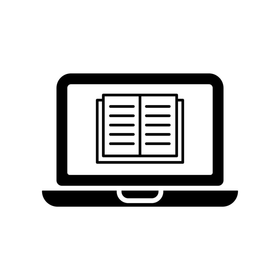 laptop with book. e-book icon vector