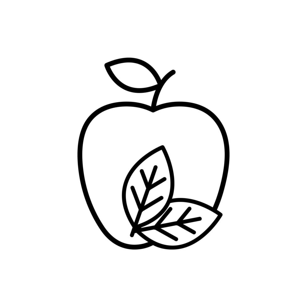 apple with leaf. fresh fruit icon vector