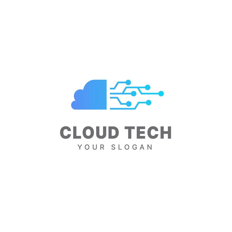 Cloud logo design template cloud technology tech logo cloud data vector