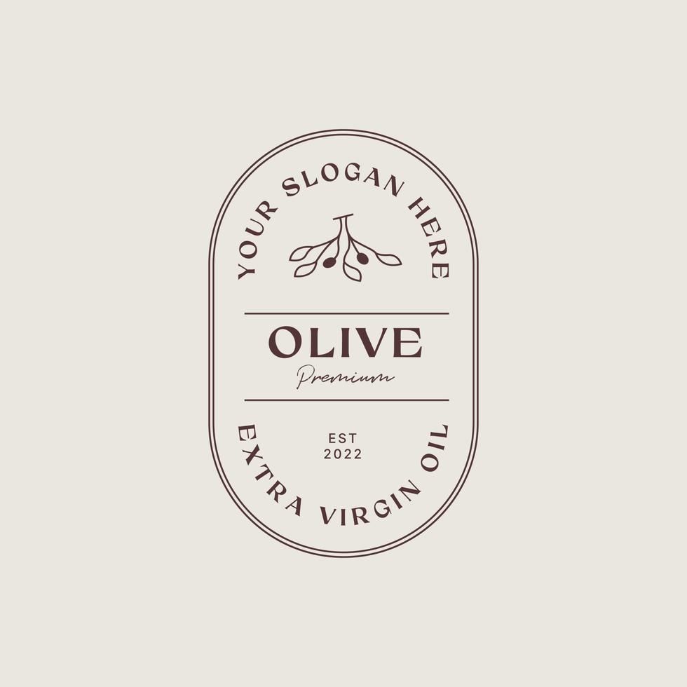 Olive branch logo design template, olive oil, olive leaf, olive logo combination with beautiful typography vector