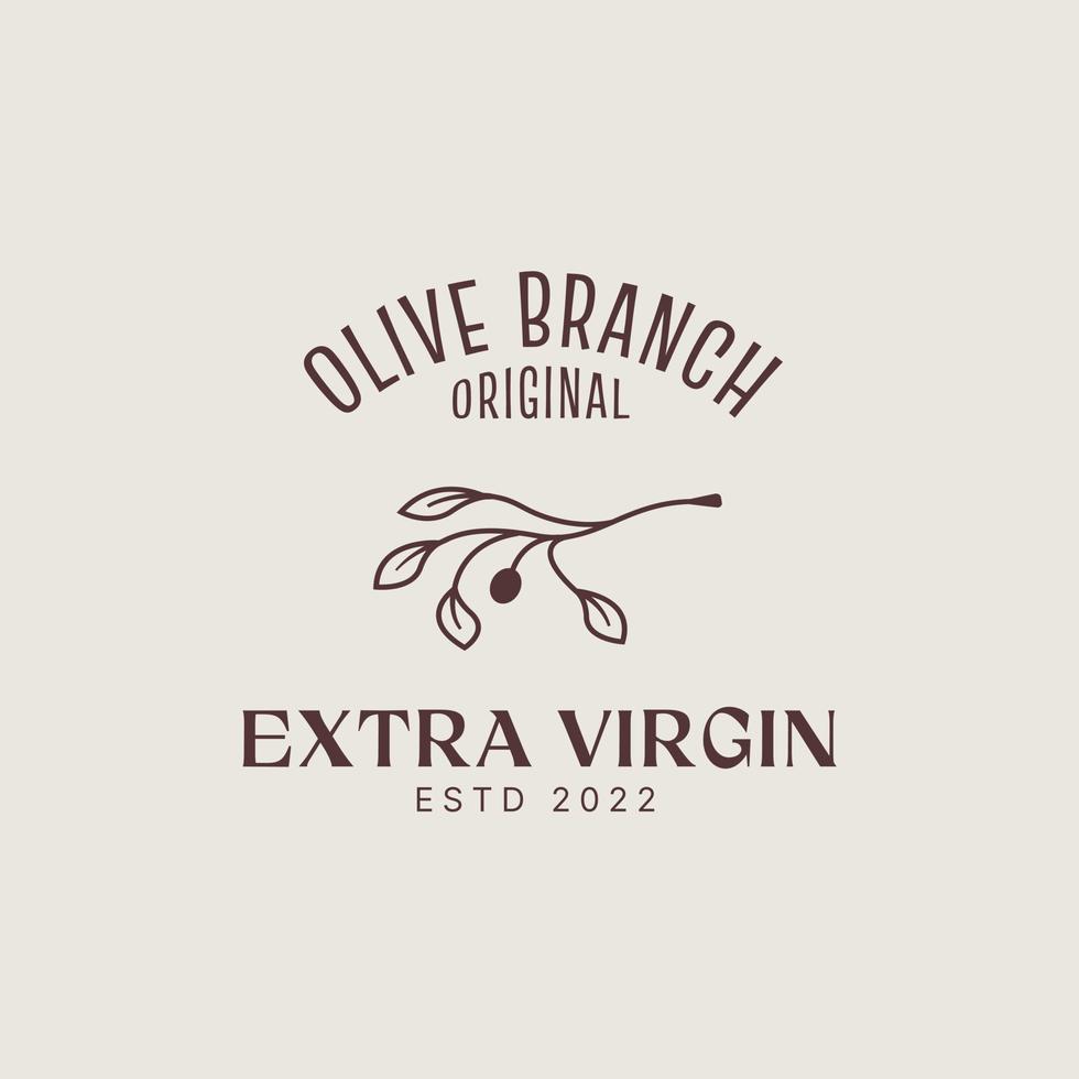 Olive branch logo design template, olive oil, olive leaf, olive logo combination with beautiful typography vector