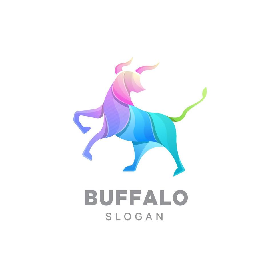 Plantilla colorida degradada de diseño de logotipo de búfalo vector