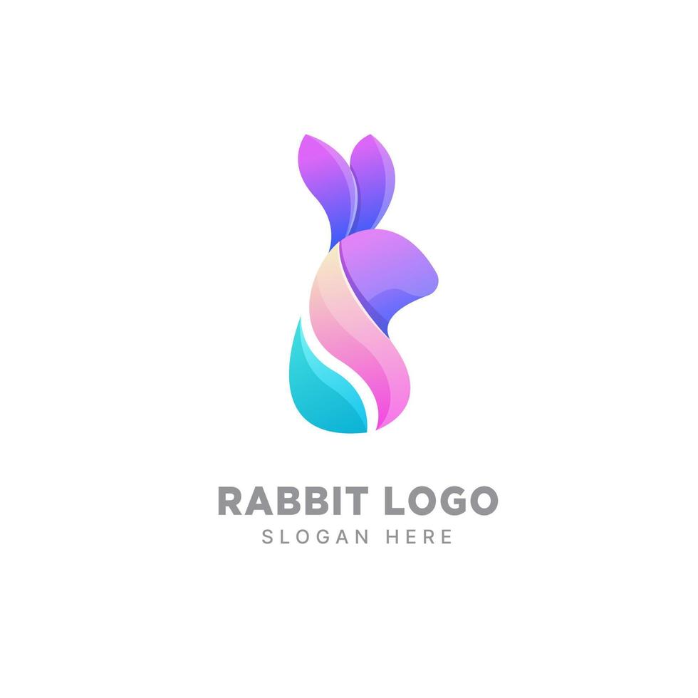 Rabbit logo design gradient colorful template vector