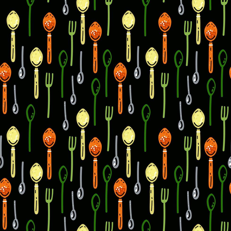 Cutlery. Cooking equipment. Forks and spoons seamless pattern vector