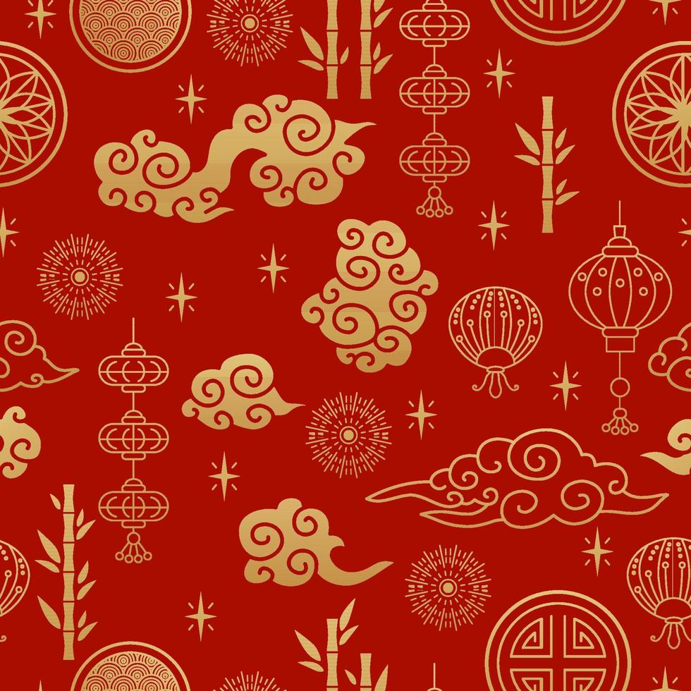 Fondo de ornamento oriental tradicional chino, patrón sin costuras vector