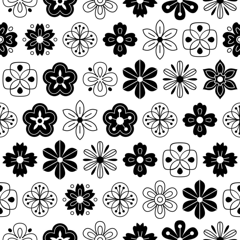 Chinese traditional flowers seamless pattern. Oriental ornament background vector