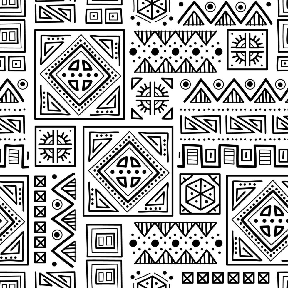 patrón sin fisuras de patchwork maya. colores blanco y negro. vector