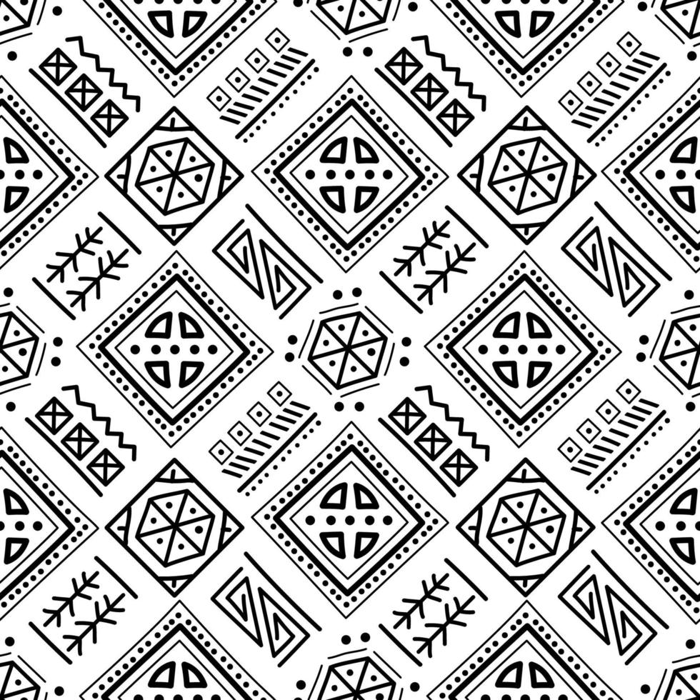 patrón sin fisuras de patchwork maya. colores blanco y negro. vector