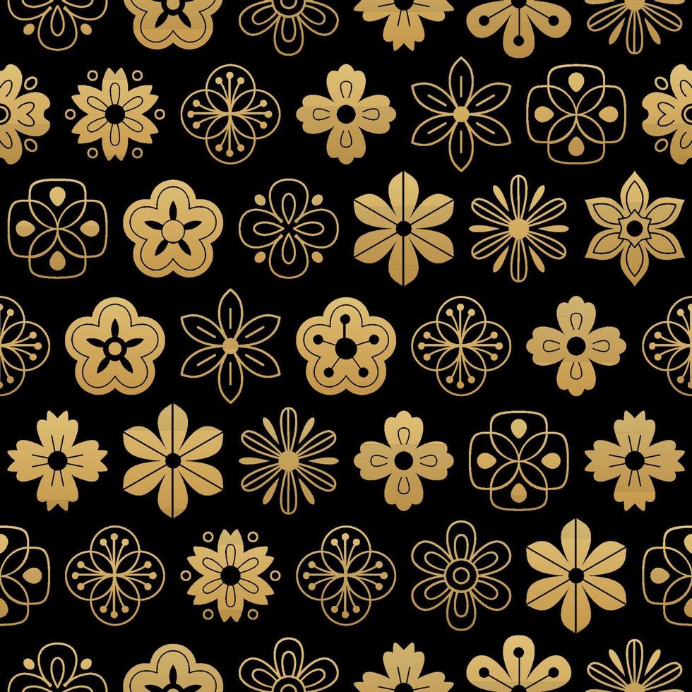 Chinese traditional flowers seamless pattern. Oriental ornament background vector