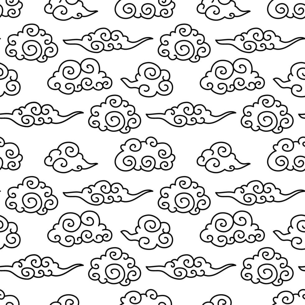 Chinese traditional clouds seamless pattern. Oriental ornament background vector