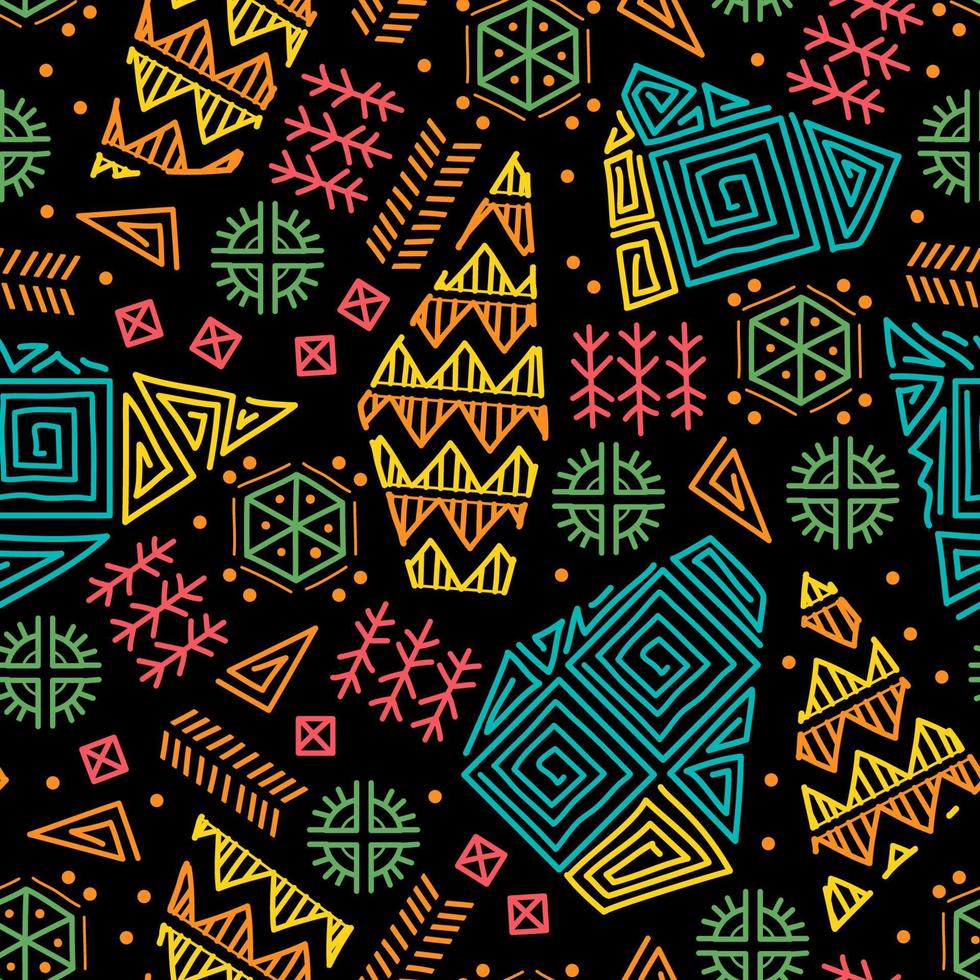 Mayan patchwork seamless pattern. Bright multicolor background vector