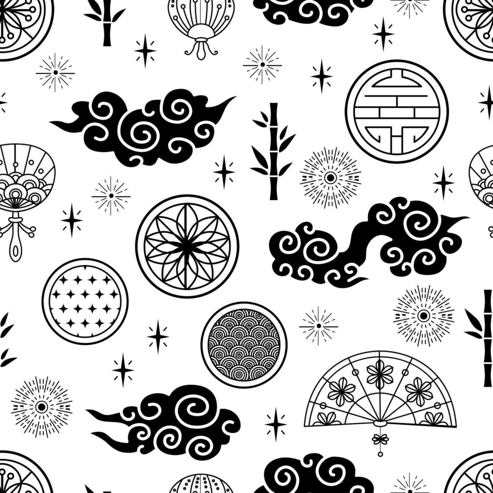 Chinese traditional oriental ornament background, pattern seamless vector