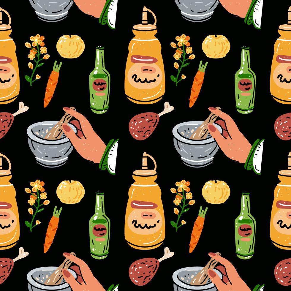 Bright seamless pattern for kitchen design, for the menu vector