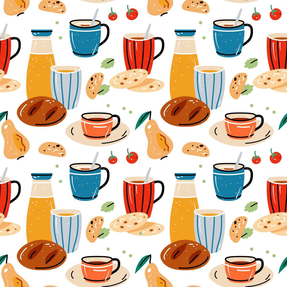 patrón transparente de colores de comida y bebida. ilustración vectorial vector