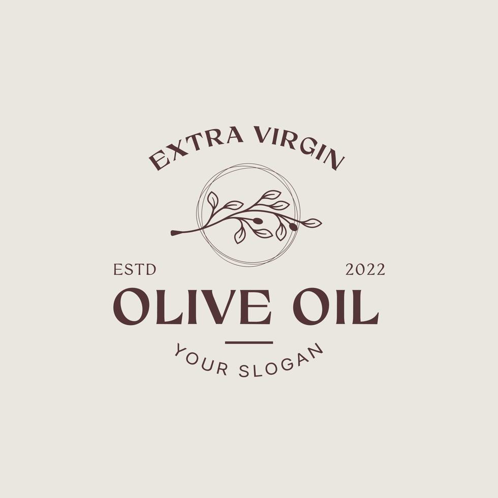 Olive branch logo design template, olive oil, olive leaf, olive logo combination with beautiful typography vector