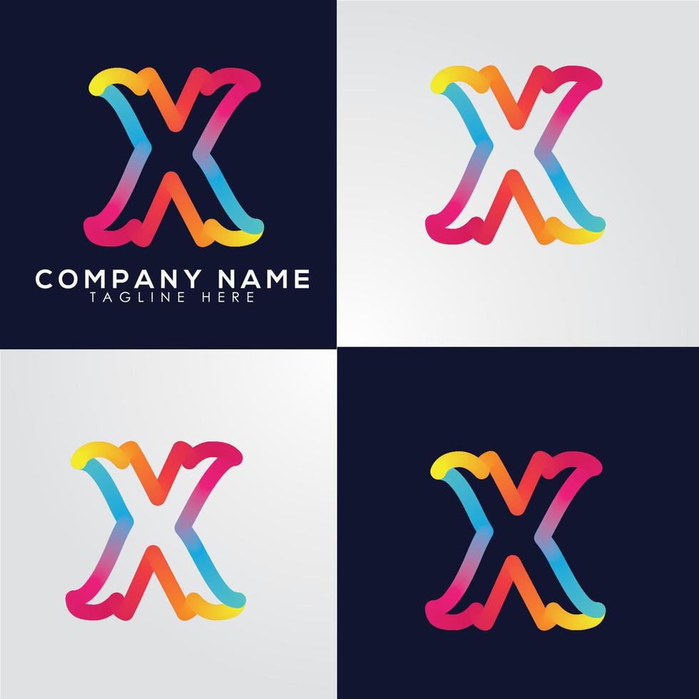 Letter X logo design concept negative space style. Abstract sign constructed from check marks. Vector elements template icon. White color