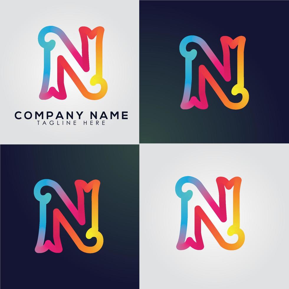 using the concept of the letter N with full colors into a unique and interesting concept vector