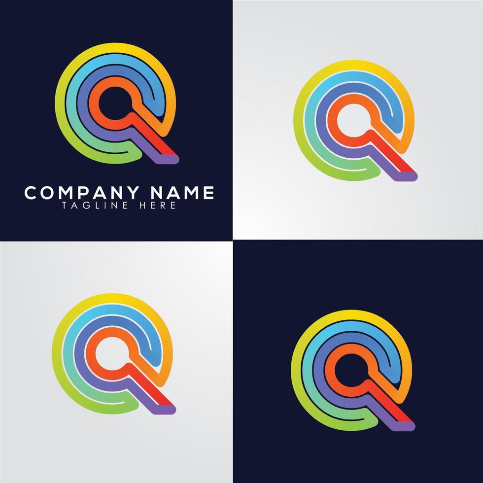 Q monogram. Q letter logo. Beautiful voluminous letter Q as ribbon on a dark background. vector