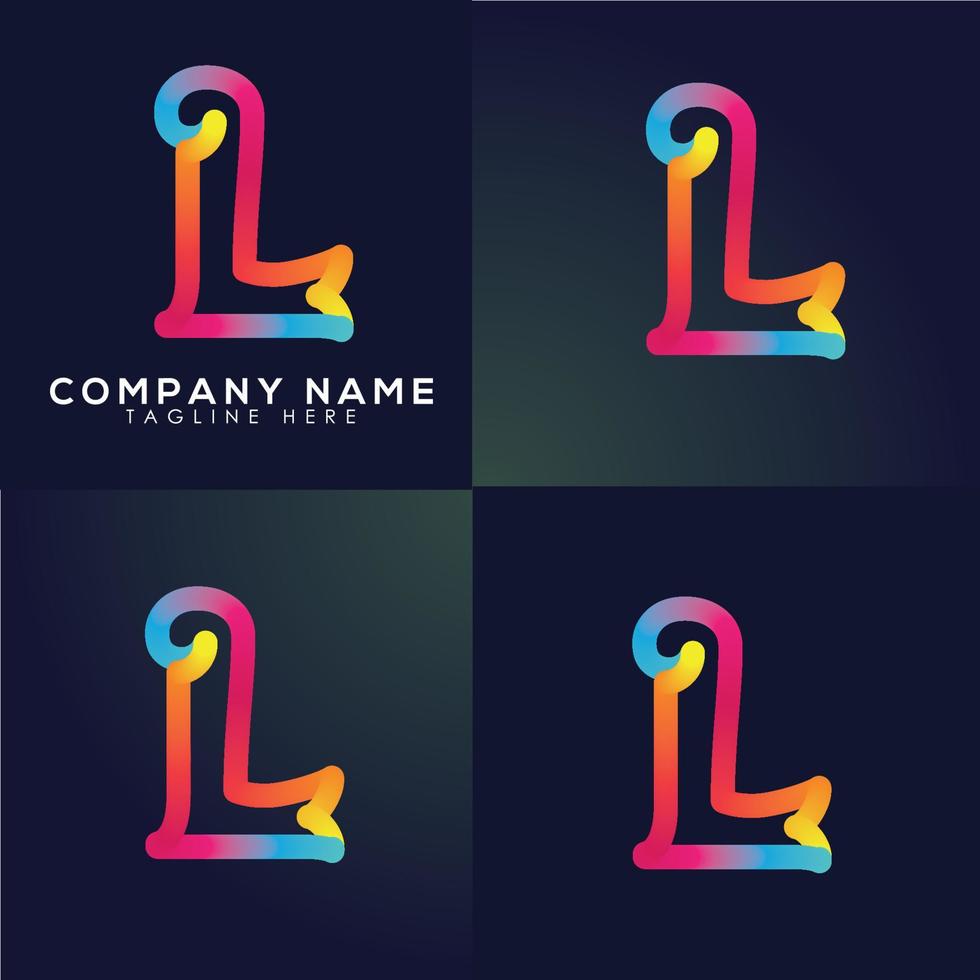 Retro style vector logotype in three colour variations. Stylish design template for branding. Letter L logo for premium identity.