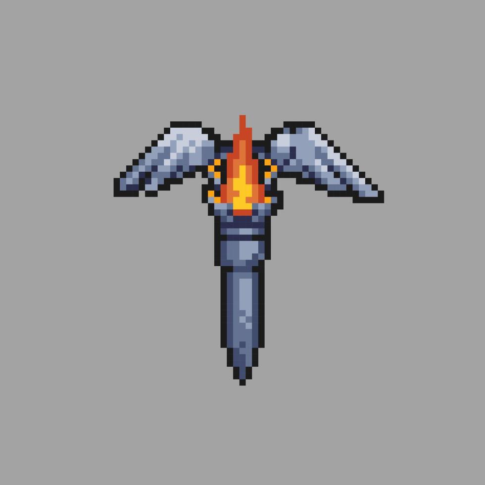 antorcha de pixel art para desarrollo de juegos o activos vector