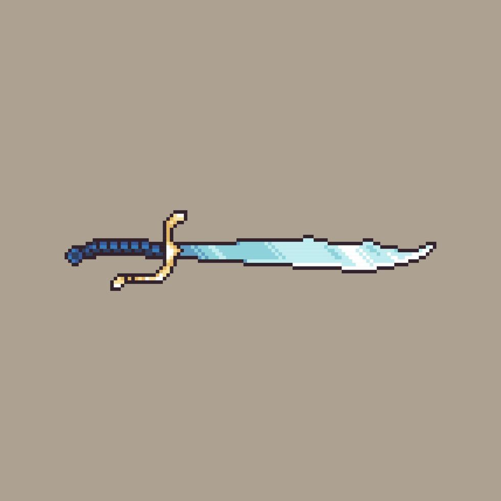 Pixel art falchion illustration vector for game