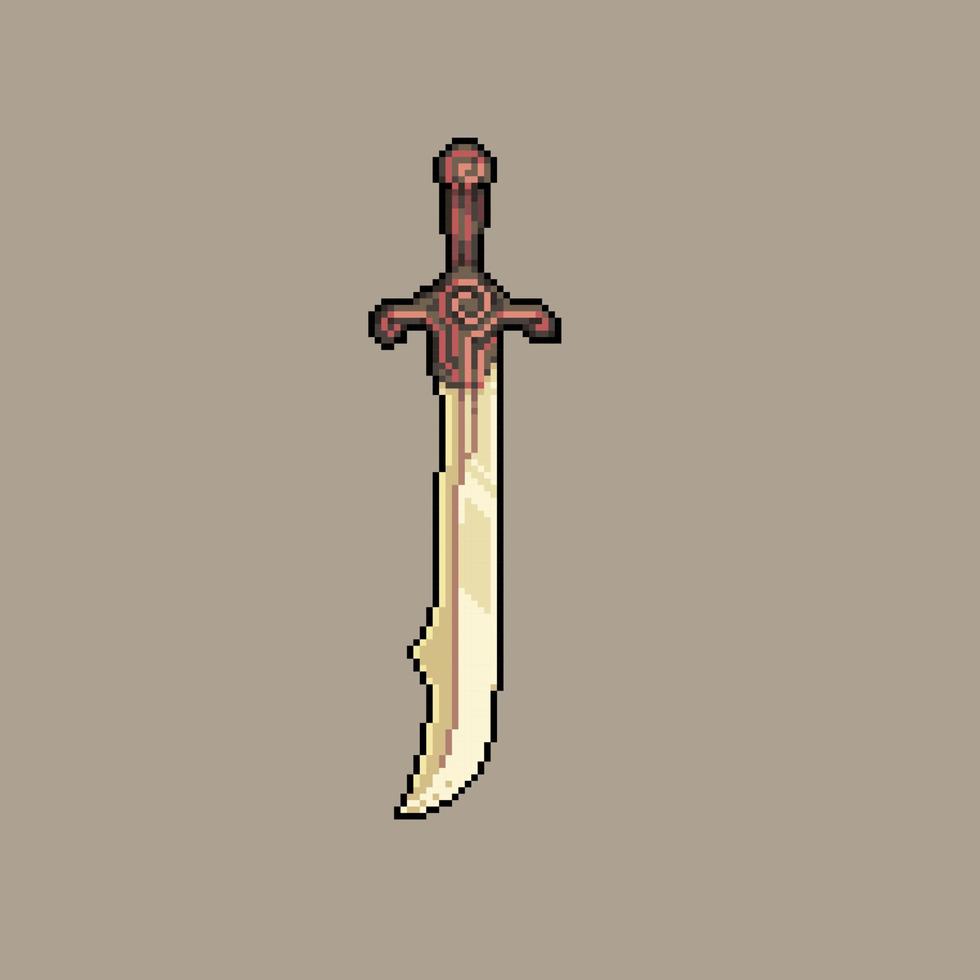 Pixel art falchion illustration vector for game