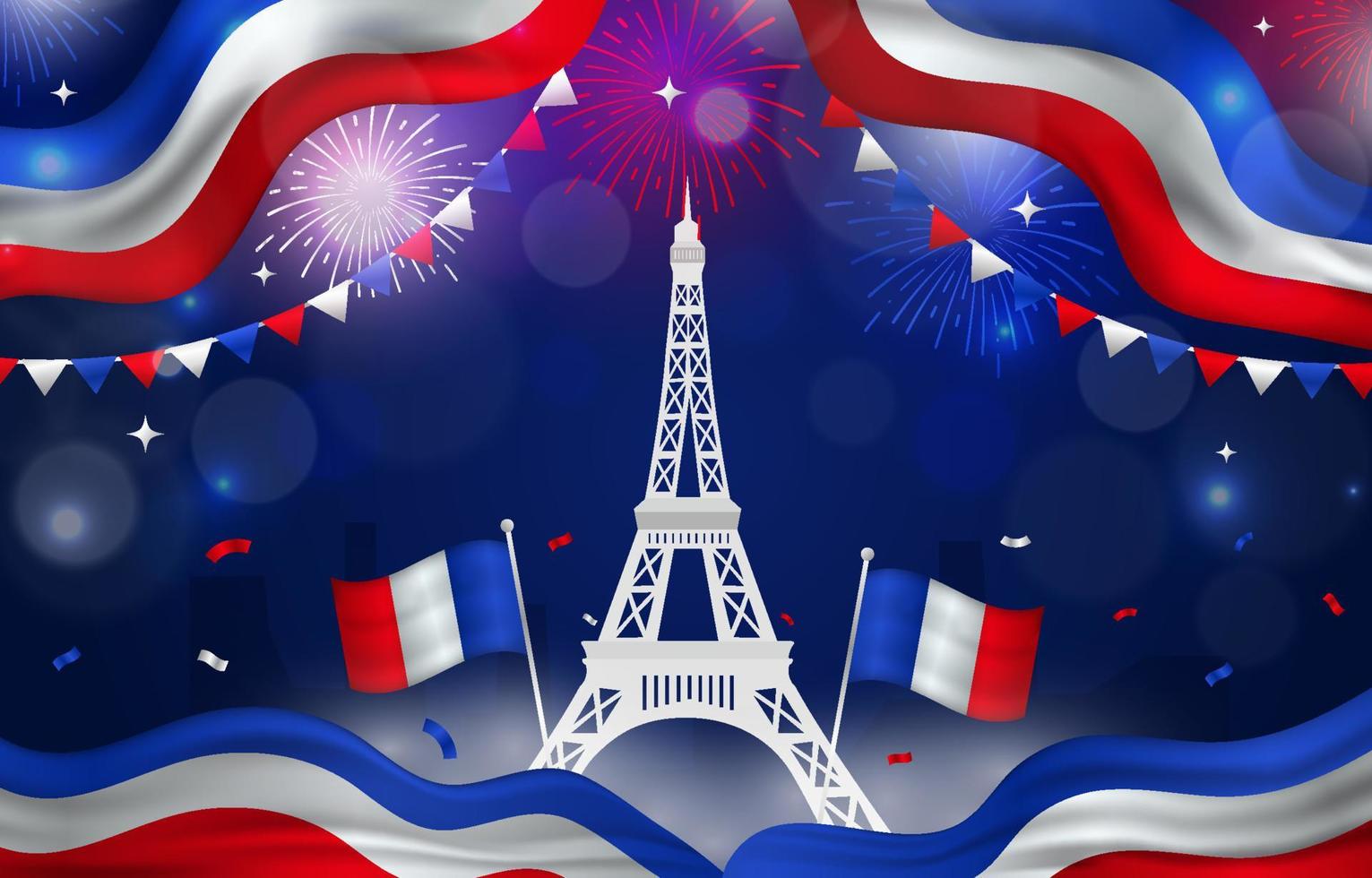 Realistic Flag Bastille Day Background vector