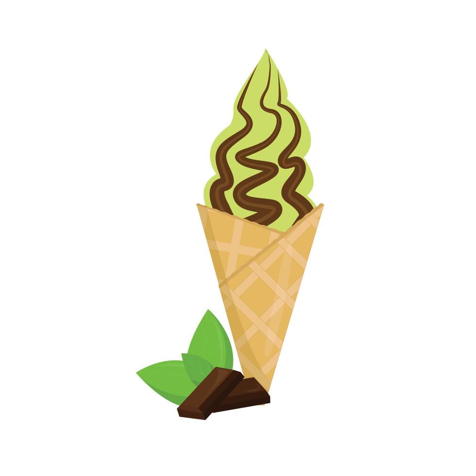 mint ice cream with chocolate vector