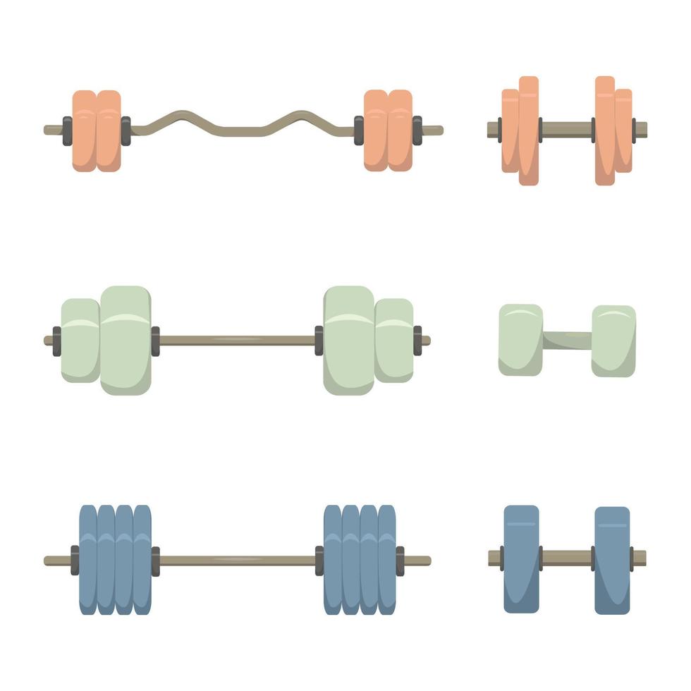 set of barbells and dumbbells vector