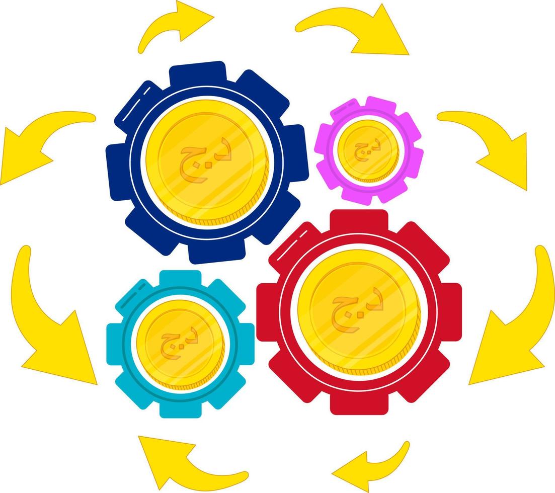 configuración de engranajes de dinar argelino vector