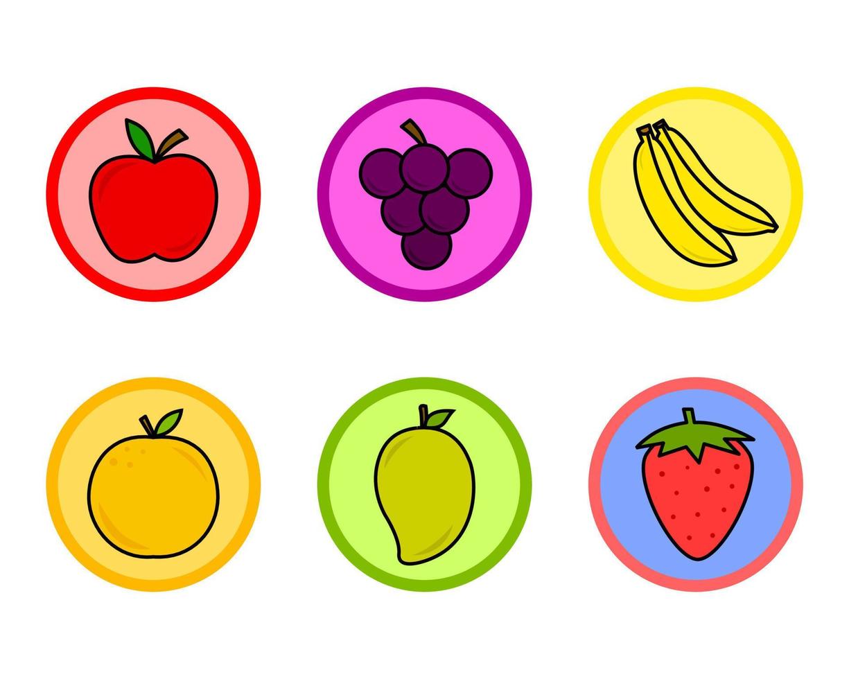 Fruit pin sticker icon vector design set