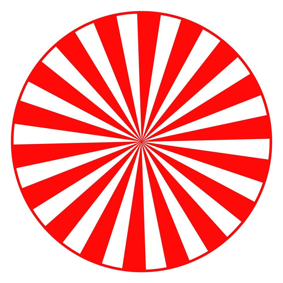 Red wheel on white screen vector design. Circular sunburst effect