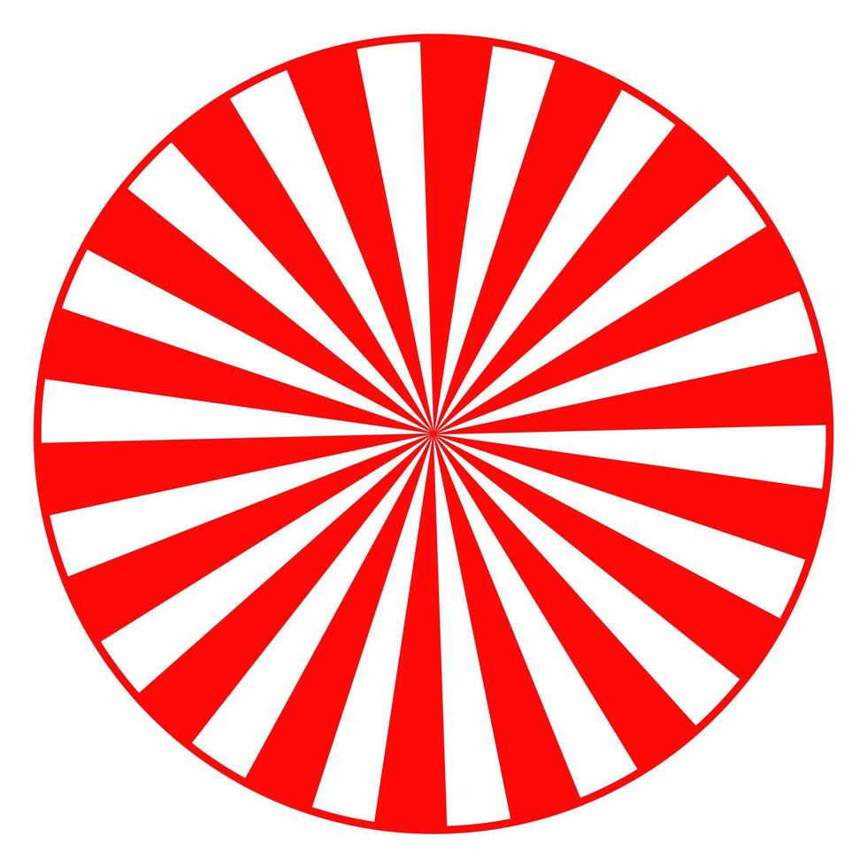 Red wheel on white screen vector design. Circular sunburst effect