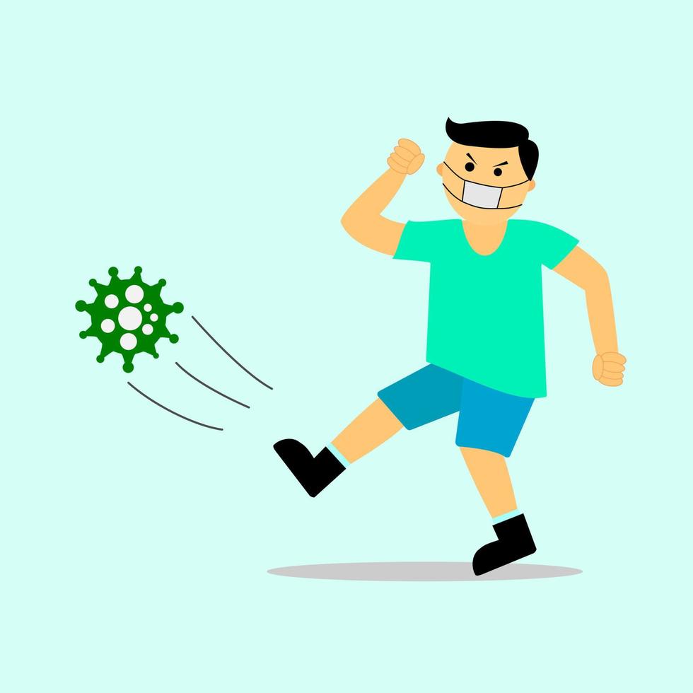 fight covid-19 corona virus. people fight virus concept. fight corona virus illustration vector design