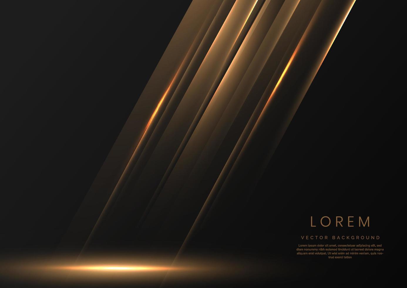 Abstract elegant gold lines diagonal on black background. Luxury style with copy space for text. vector