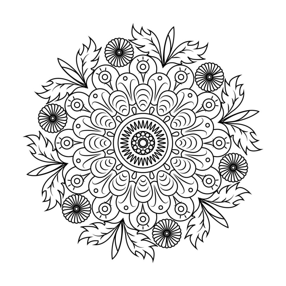 floral ornamental mandala design background. Outline mandala for coloring book vector