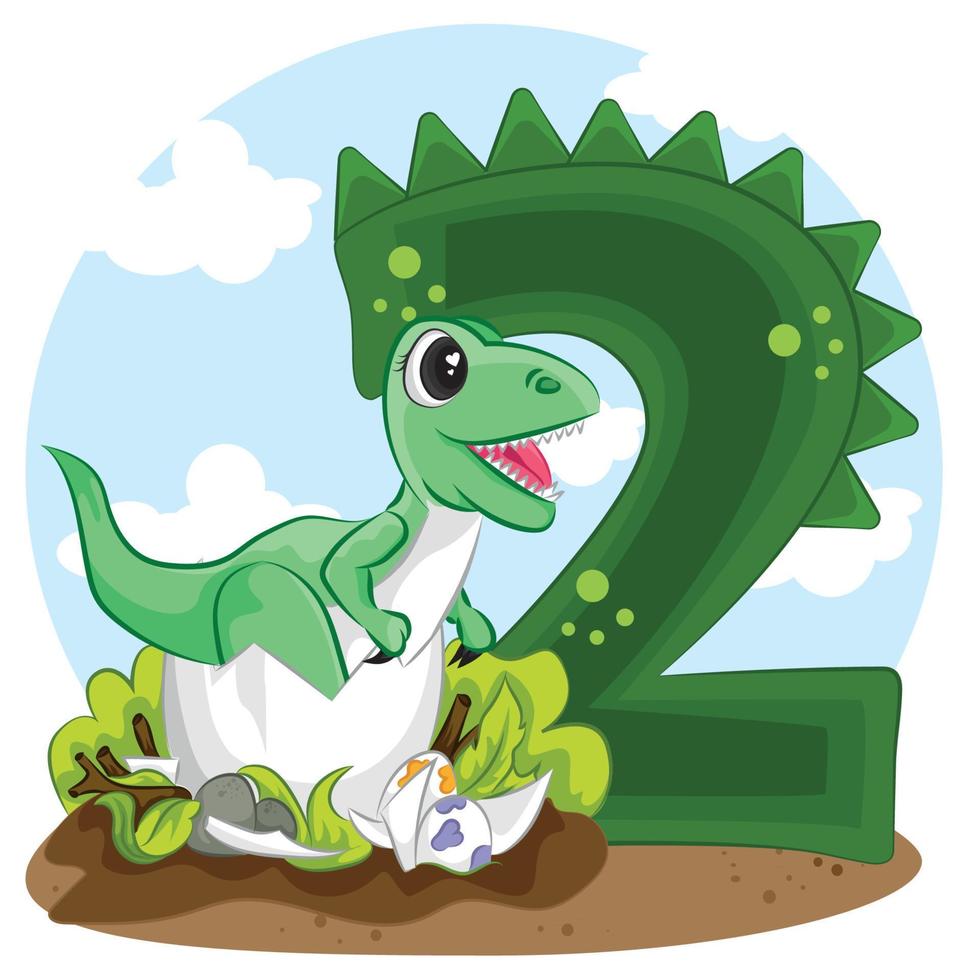 numbers 2 in the style of dino tyrannosaurus vector