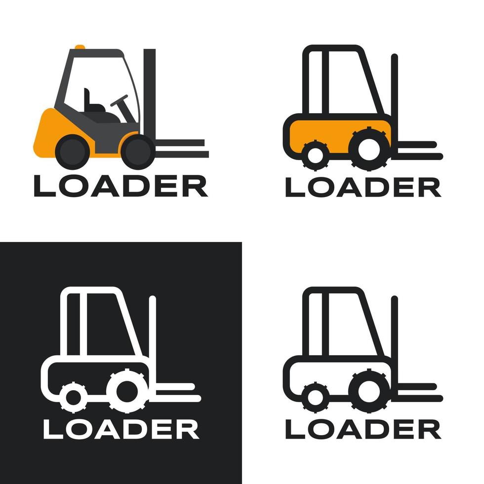 A set of logos for a construction company. Loader on a different background. Flat illustration. vector