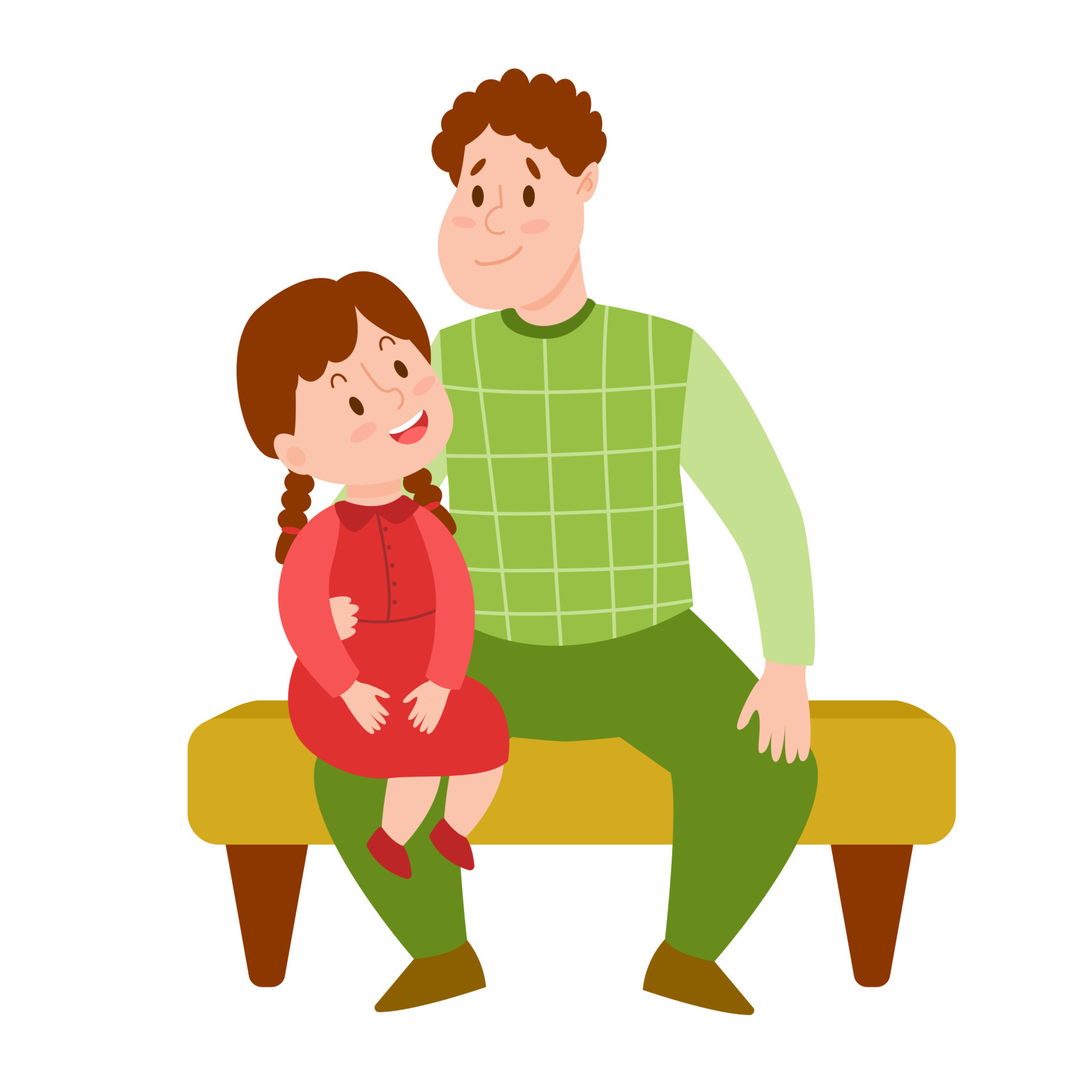 Vector cartoon illustration of a father and daughter. Dad holds his little  daughter on his lap. Illustration for Fathers Day. Family time. Parenthood  or family concept. 7817372 Vector Art at Vecteezy