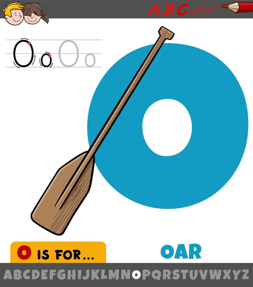 letter O from alphabet with oar object vector