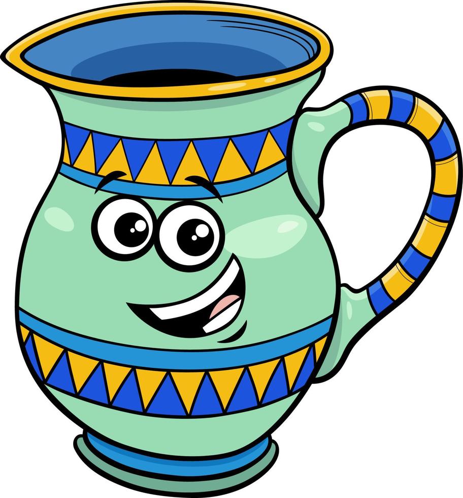 funny ceramic jug clip art cartoon illustration vector