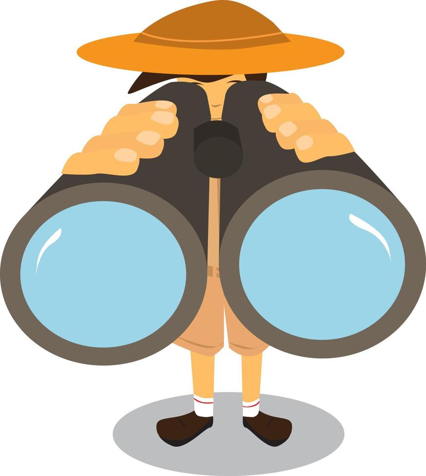 chico binocular en aventura vector