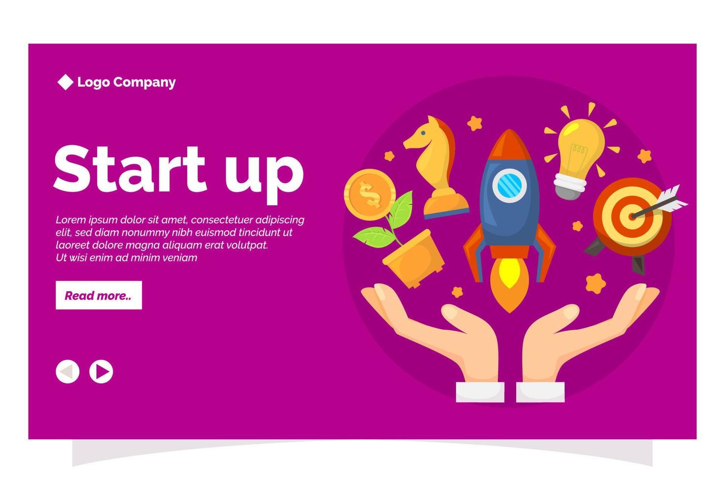 start up landing page in flat design style vector