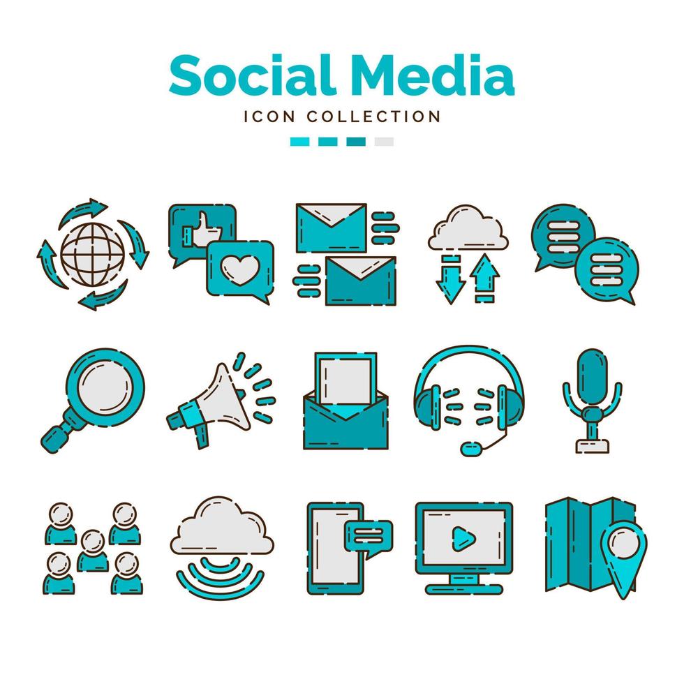 colección de iconos de redes sociales vector