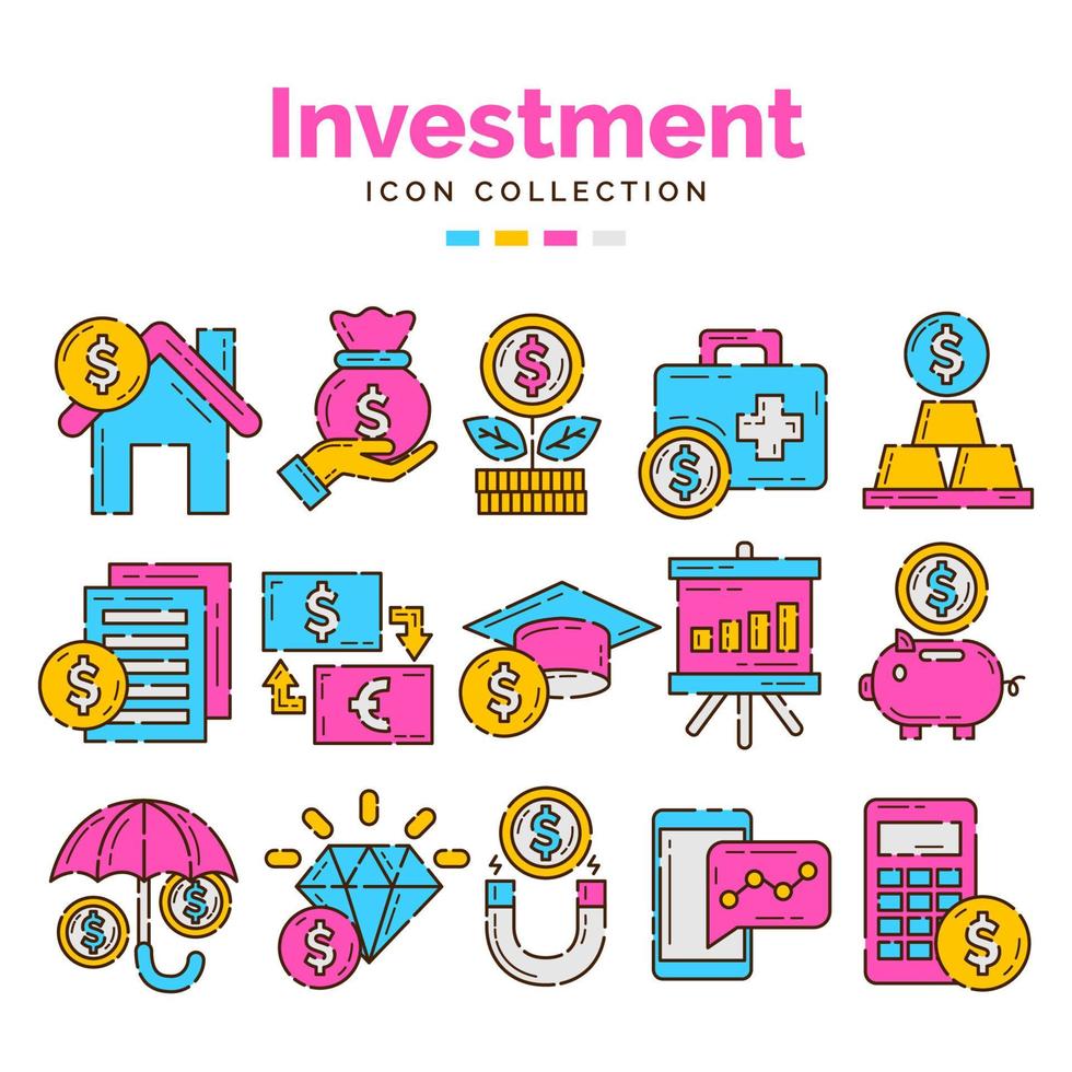 colección de iconos de inversión vector