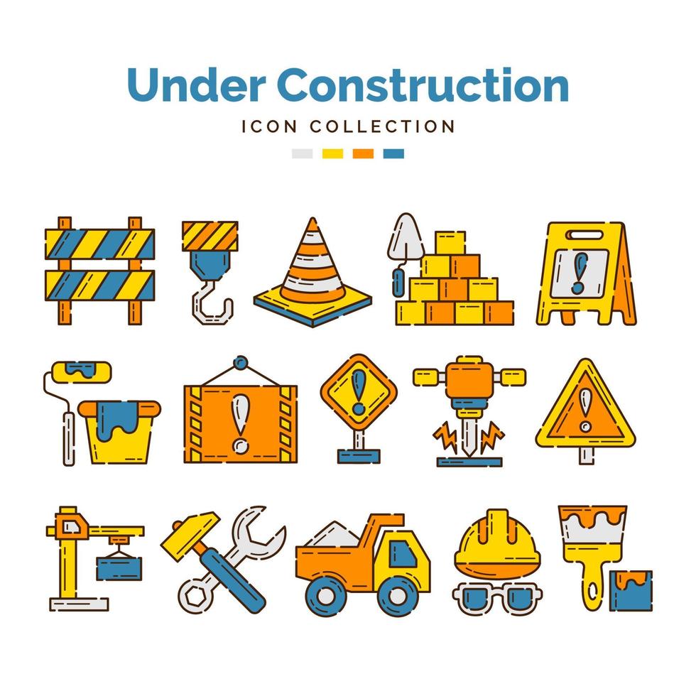 colección de iconos en construcción vector