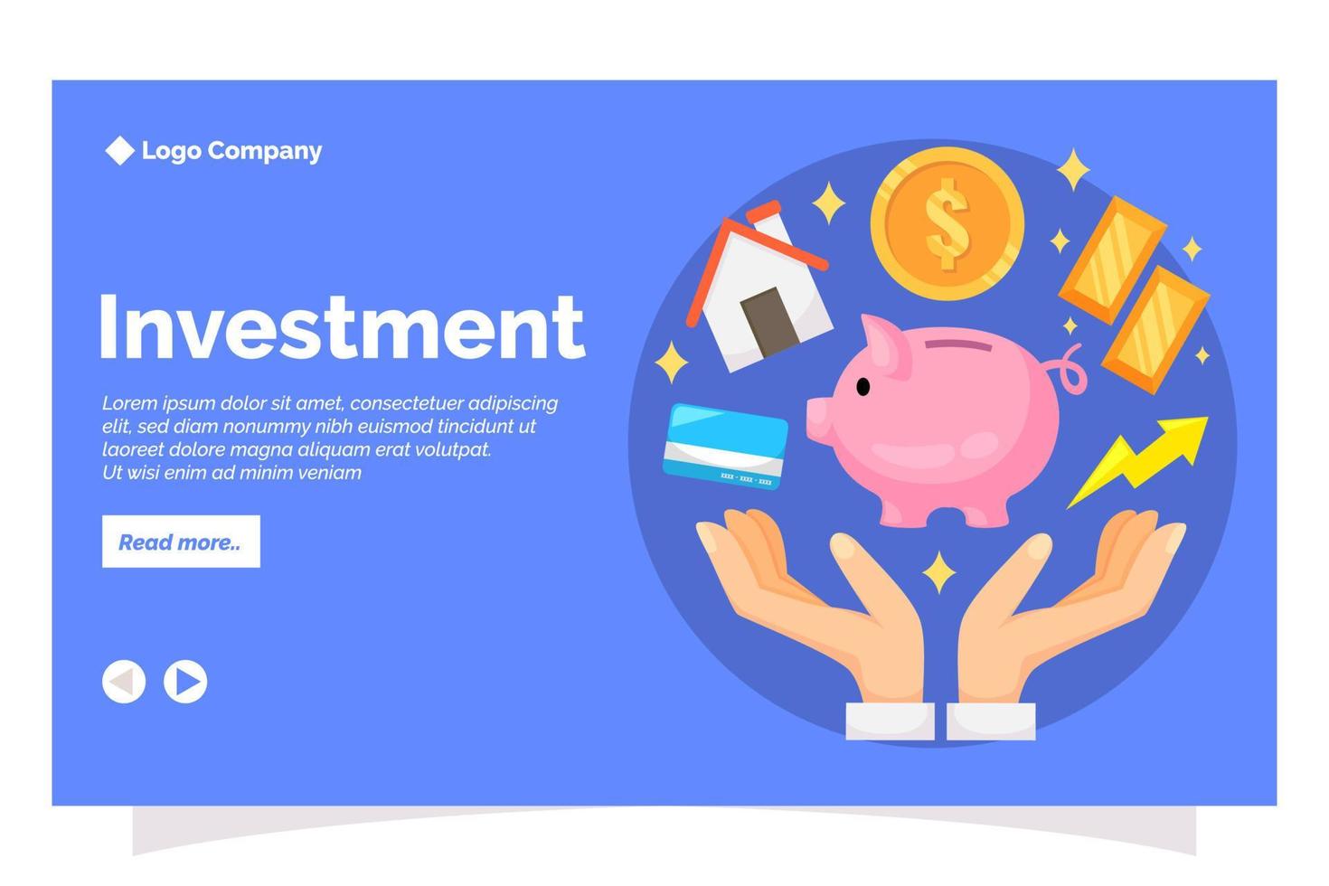 investment landing page in flat design style vector