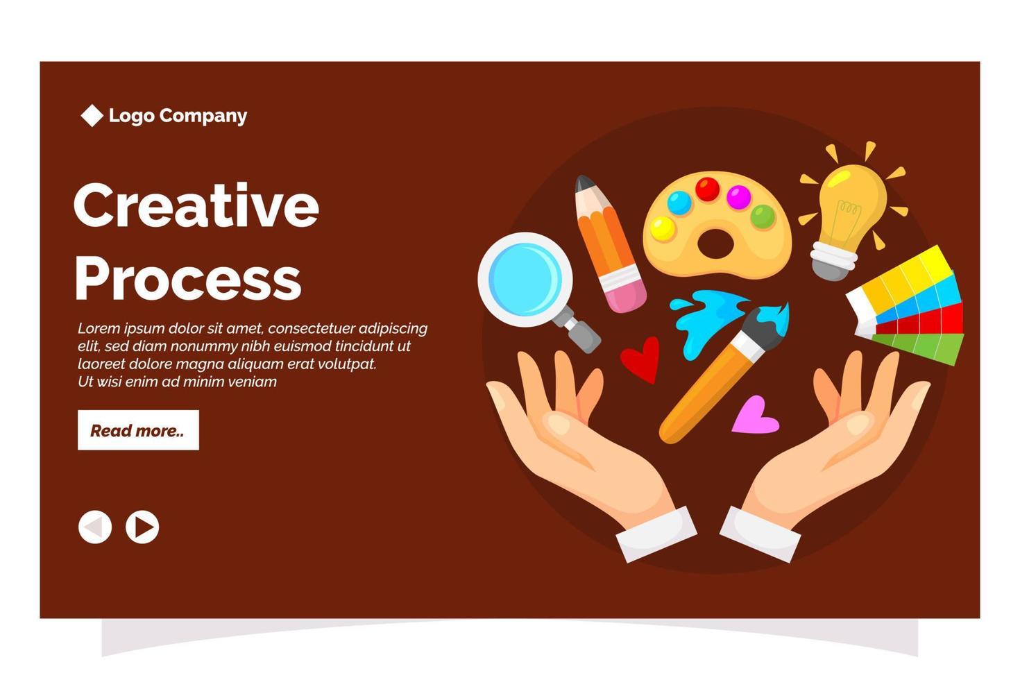 creative process landing page in flat design style vector